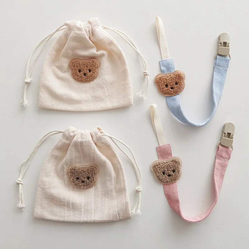 Cute Bear Baby Pacifier Chain Clips Holders Anti-drop Chain Cartoon Teething Clips Teether Toy Soother Pacifier Strap