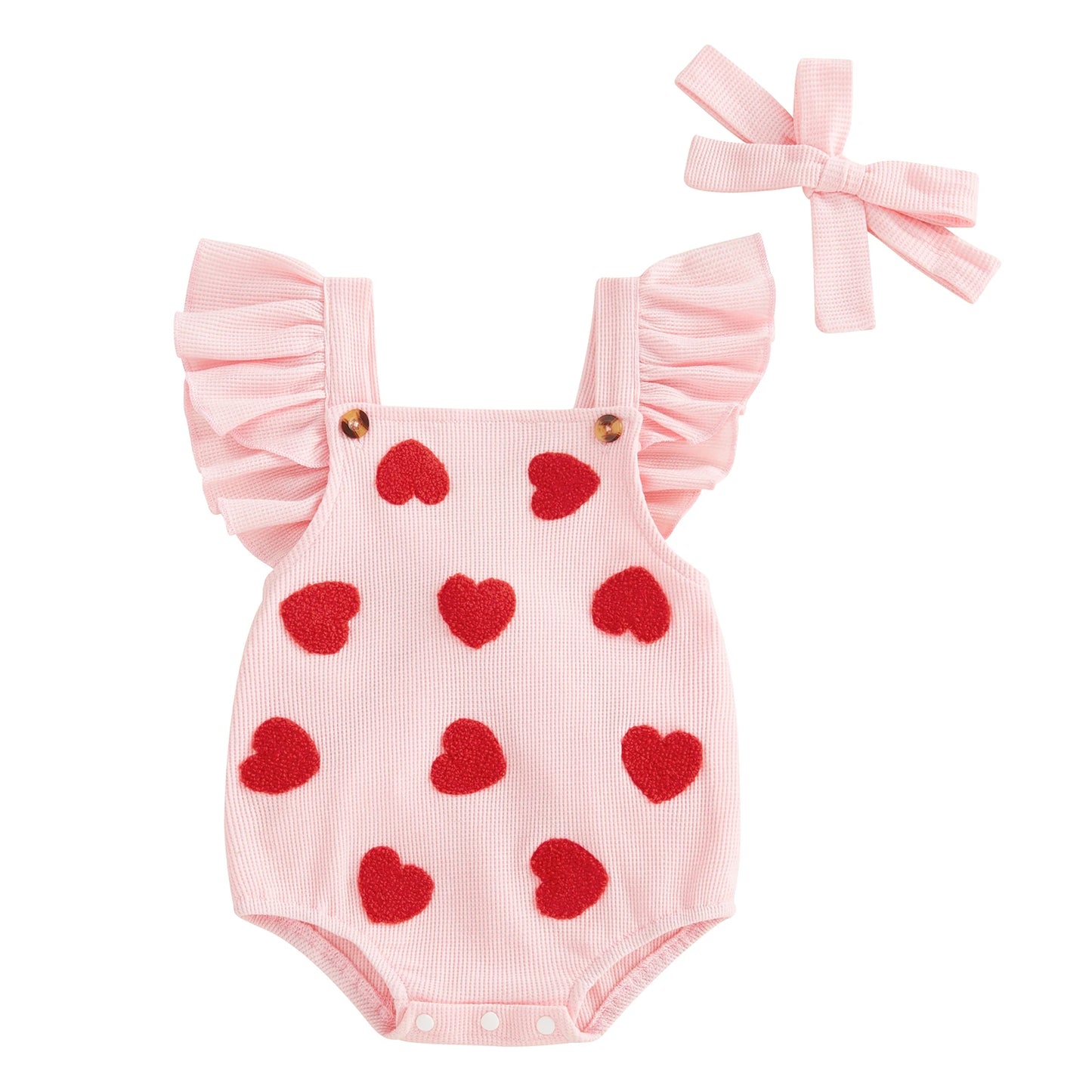 Sweet Style Newborn Girls Romper Summer Sleeveless Infant Clothes Princess Heart Bodysuit with Hairband Valentine’s Day Clothes