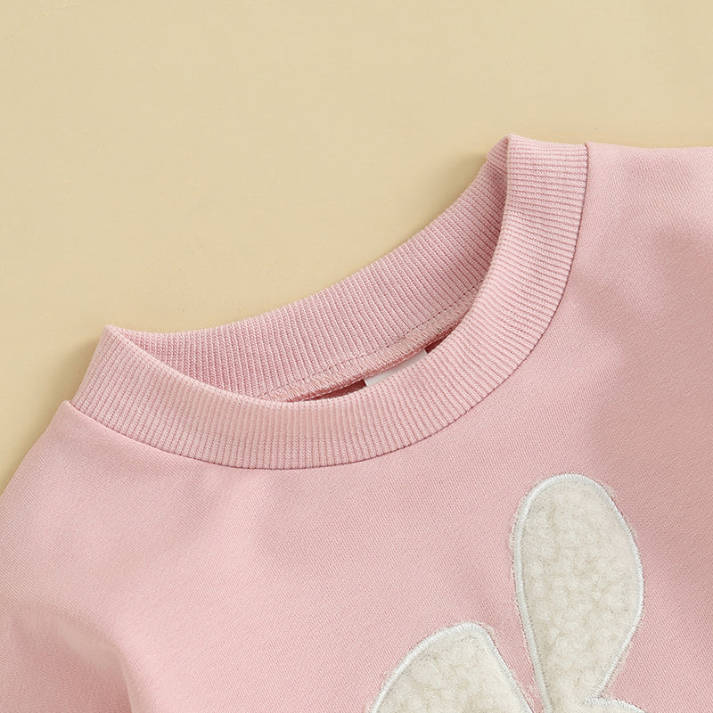 Citgeett Spring Easter Infant Baby Boys Girls Fall Sweatshirt Jumpsuit Bunny Embroidery Long Sleeve Bodysuit Clothes