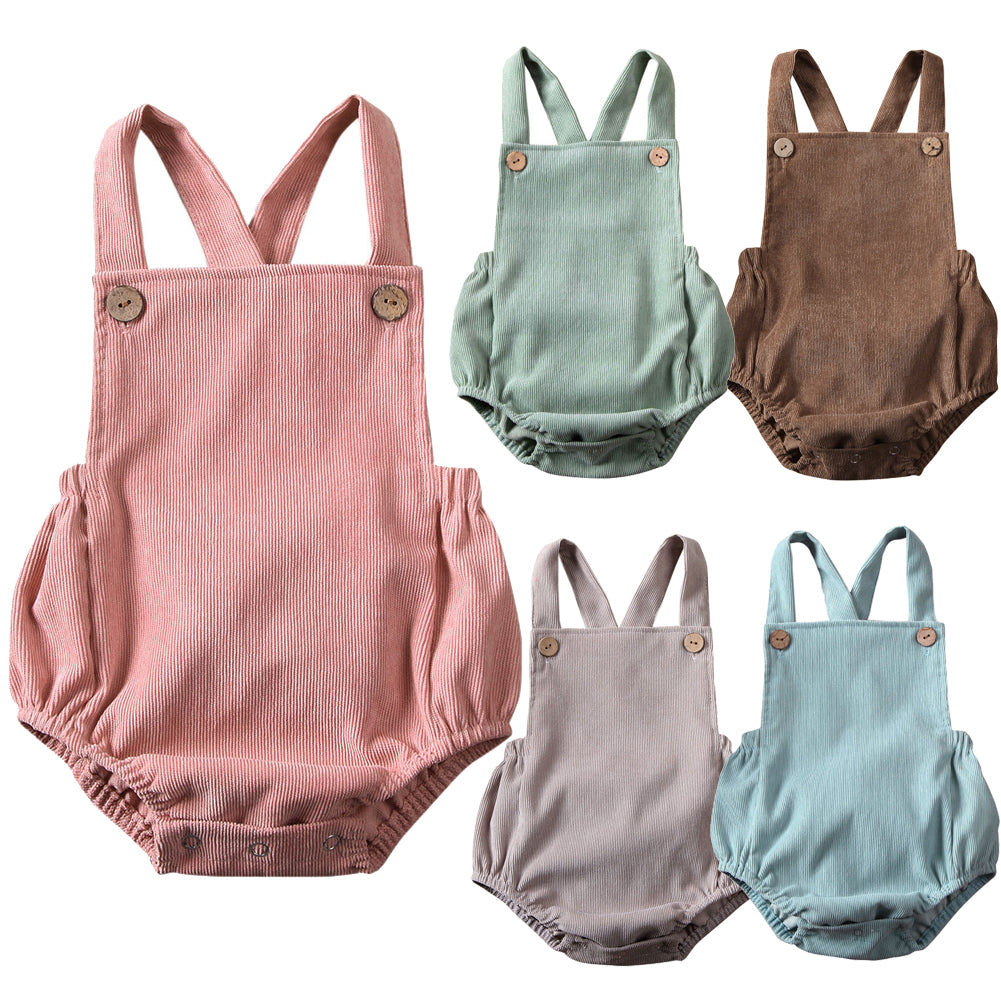 Summer Baby Clothing Newborn Infant Baby Boys Girls Rompers Corduroy Sleeveless Backless Jumpsuit Outfits