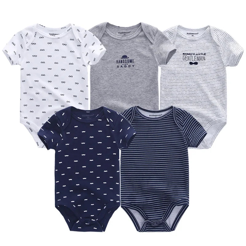 aple Leaf Print Baby Short sleeved jumpsuit 5-piece set Baby Boys Outgoing Clothing Baby Full Moon Clothing 100% Cotton