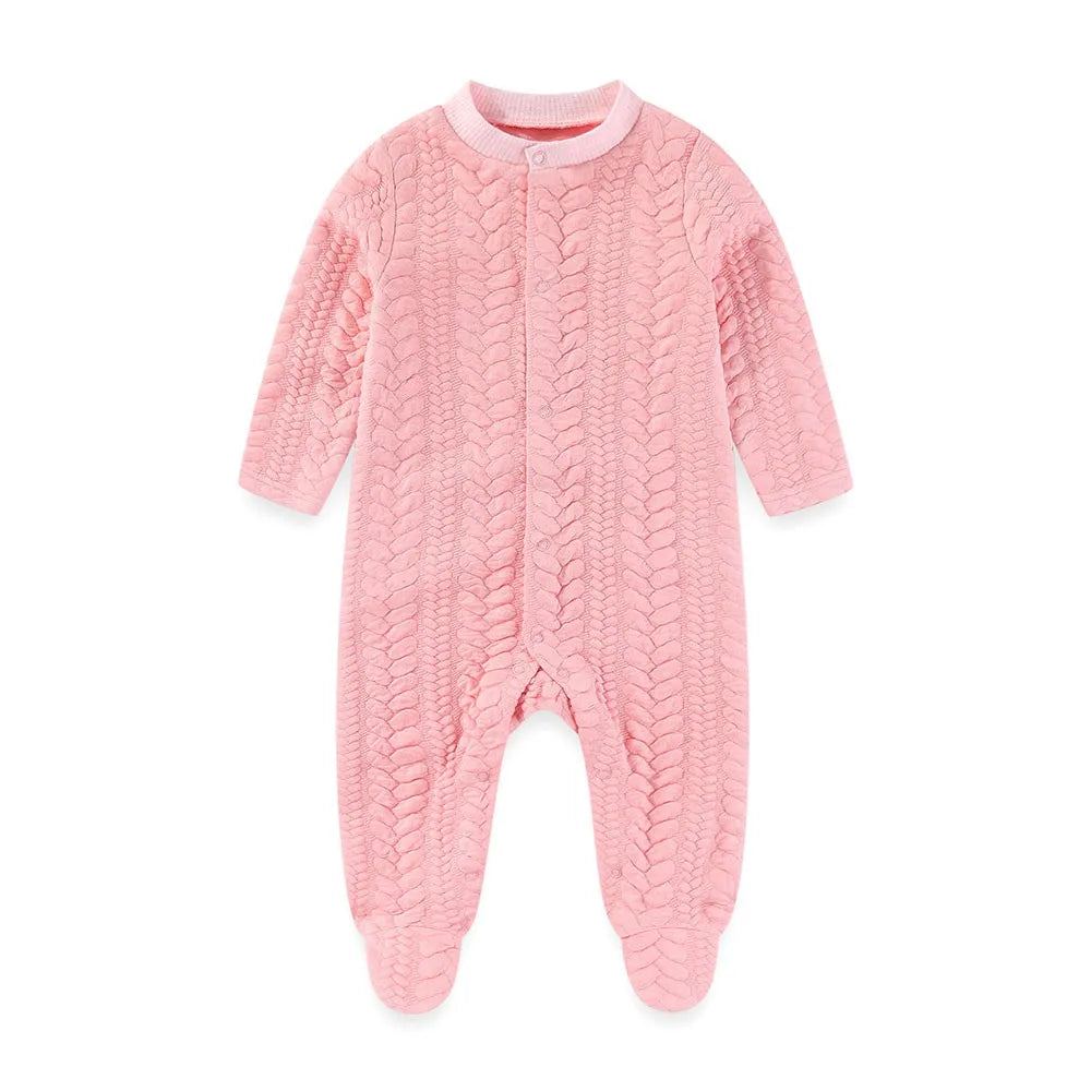 Autumn Winter Solid Long Sleeves Baby Boy Girl Rompers Warm Newborn Baby Clothes