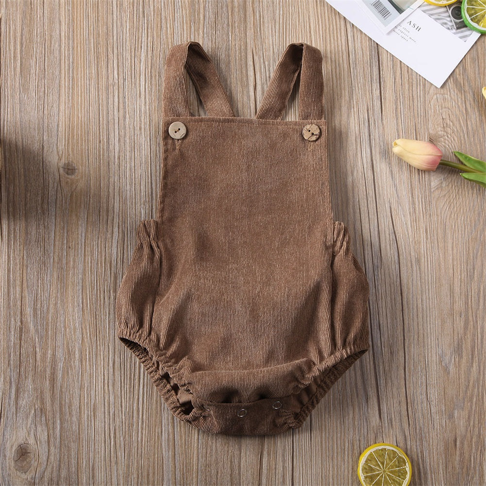 Summer Baby Clothing Newborn Infant Baby Boys Girls Rompers Corduroy Sleeveless Backless Jumpsuit Outfits