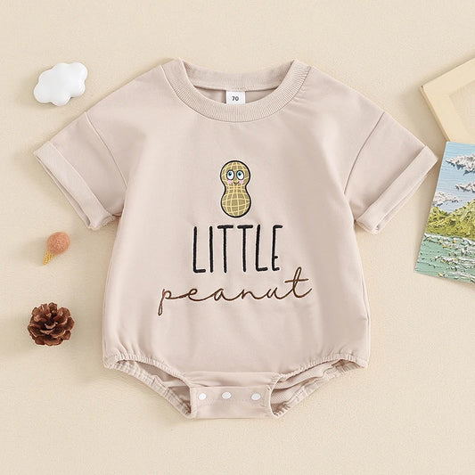 Citgeett Summer Infant Baby Boys Girls Bodysuit Letter Cartoon Peanut Pattern Short Sleeve Jumpsuits Casual Clothes