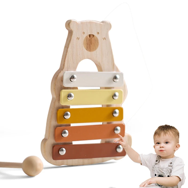 Baby Montessori Toy Cartoon Elephant Percussion Instrument Xylophone Toy Baby Early Sensory Educational Musical Instruments Gift