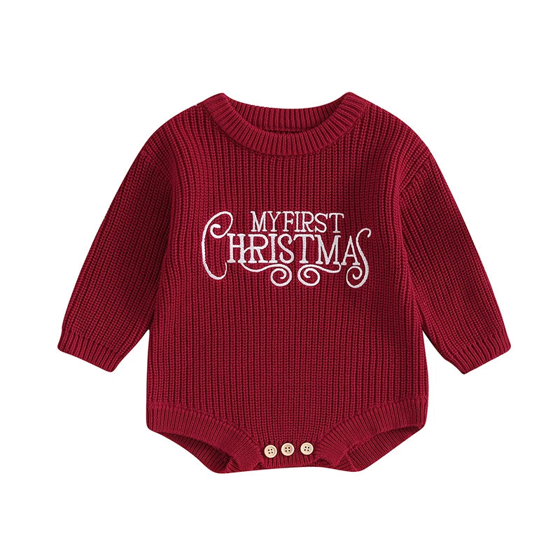 Newborn Baby Girl Boy Christmas Outfit Sweater Oversized Knitted Sweatshirt Romper Infant Warm Fall Winter Clothes