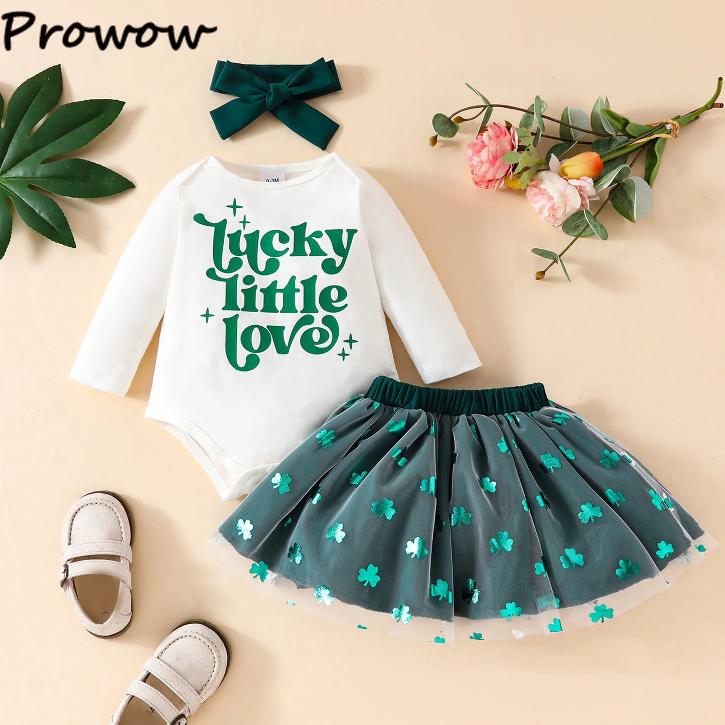 My First St Patricks Day Baby Girl Clothes Letter Romper+Green Shamrock Skirts Irland National Day St Patrick Day Outfit Baby