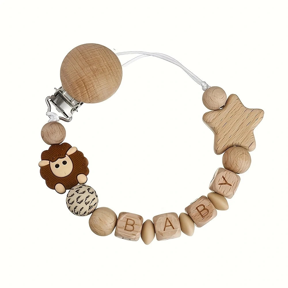 Baby Pacifier Clips Wooden Dummy Nipple Holder Clip Chain Silicone Bear Koala Animal Pacifiers Teething Toys