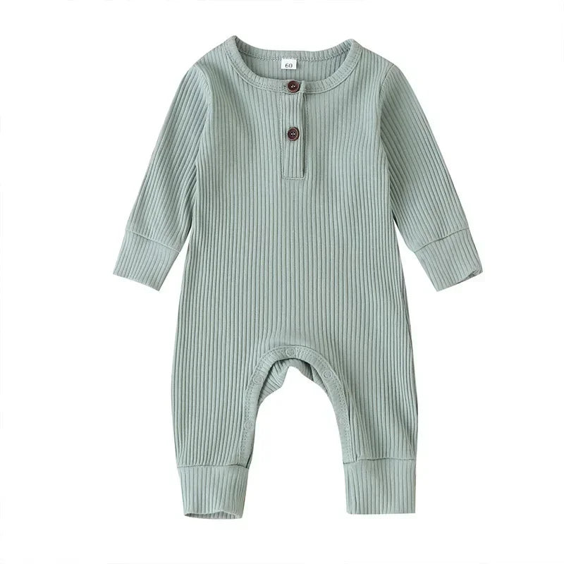 Spring Autumn Newborn Infant Baby Boys Girls Full Sleeve Rib Cotton Romper Playsuit Jumpsuit