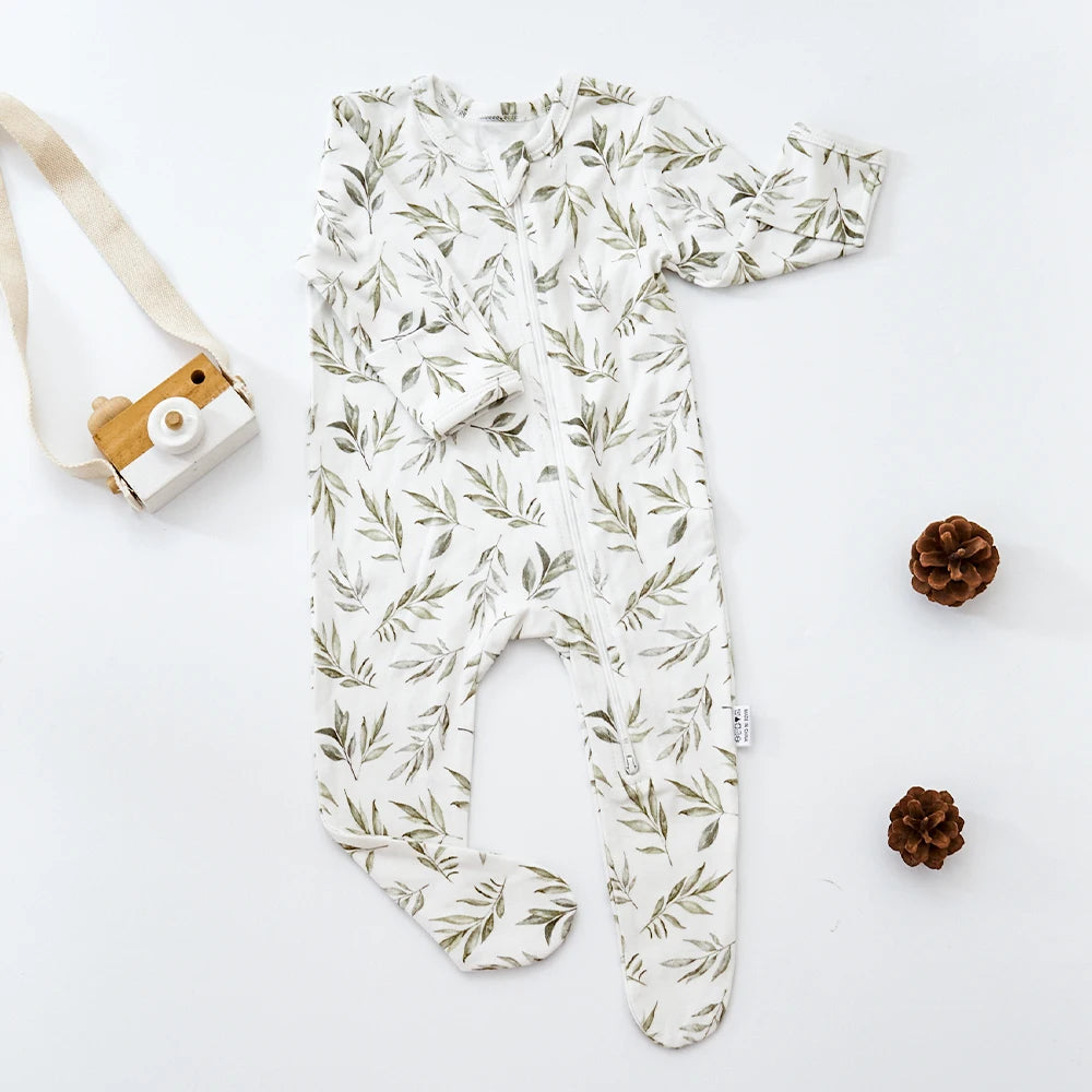 HappyFlute New 1PCS Long-sleeve Bamboo Cotton Wrapped Foot jumpsuit  Romper Spring And Summer Baby Boy&Girls Newborn Clothings