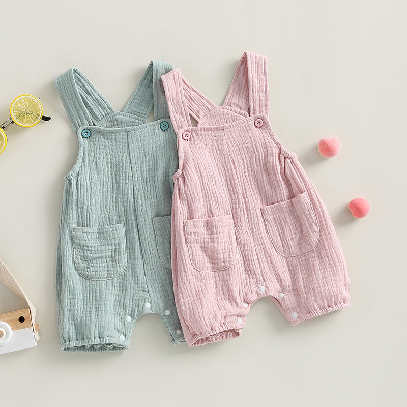 ma&baby 0-24M Newborn Infant Baby Boy Girl Jumpsuit Pocket Sleeveless Romper Overalls Summer Clothing