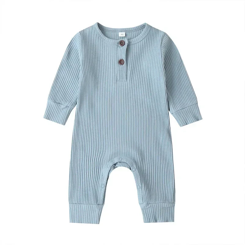 Spring Autumn Newborn Infant Baby Boys Girls Full Sleeve Rib Cotton Romper Playsuit Jumpsuit