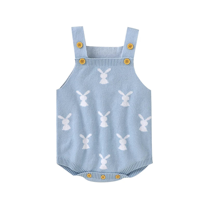 Baby Bodysuits Cotton Knitted Toddler Kid Sling Clothes 0-18M Overalls Cute Rabbits Infant Boy Girl Jumpsuit Sleeveless Newborns