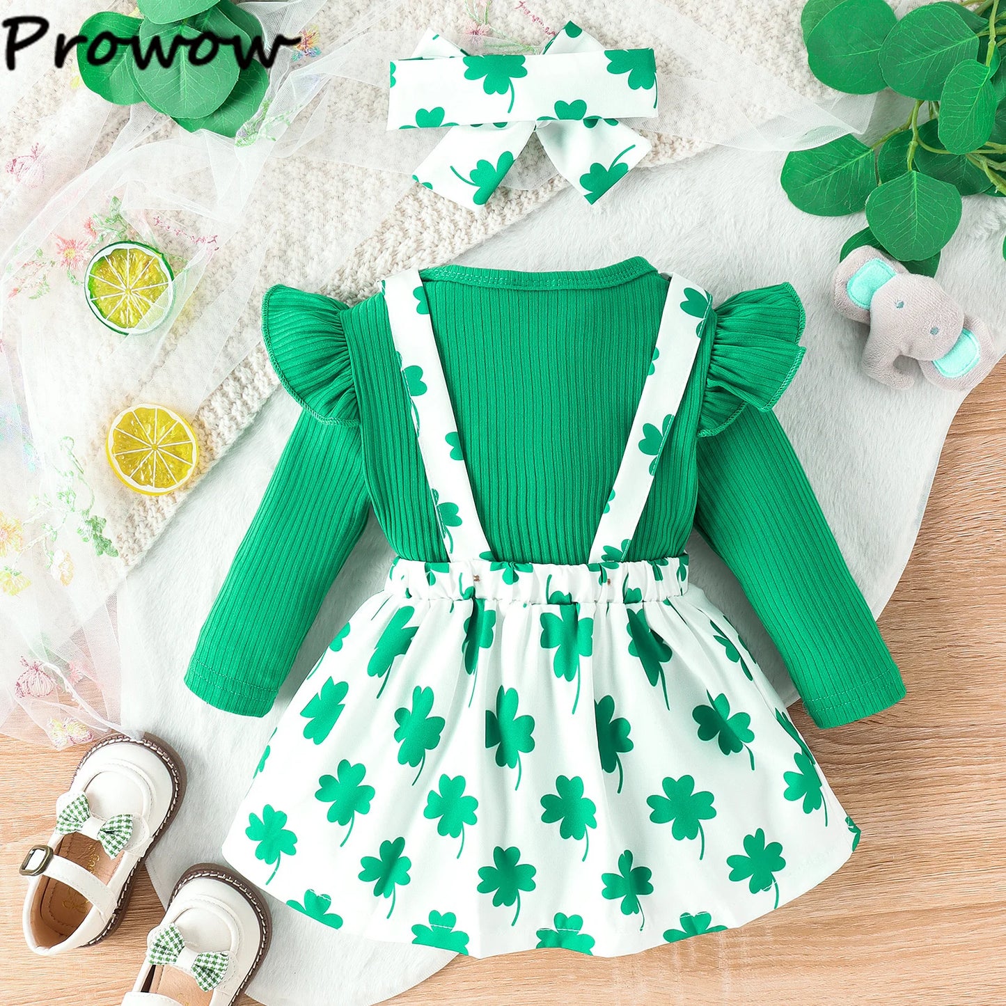 My First St Patricks Day Baby Girl Clothes Letter Romper+Green Shamrock Skirts Irland National Day St Patrick Day Outfit Baby