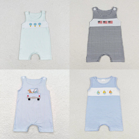 Baby Boy Romper Toddler Summer Short Sleeves Balloon Bubble One-piece Newborn Kids Children Buttons Clothing