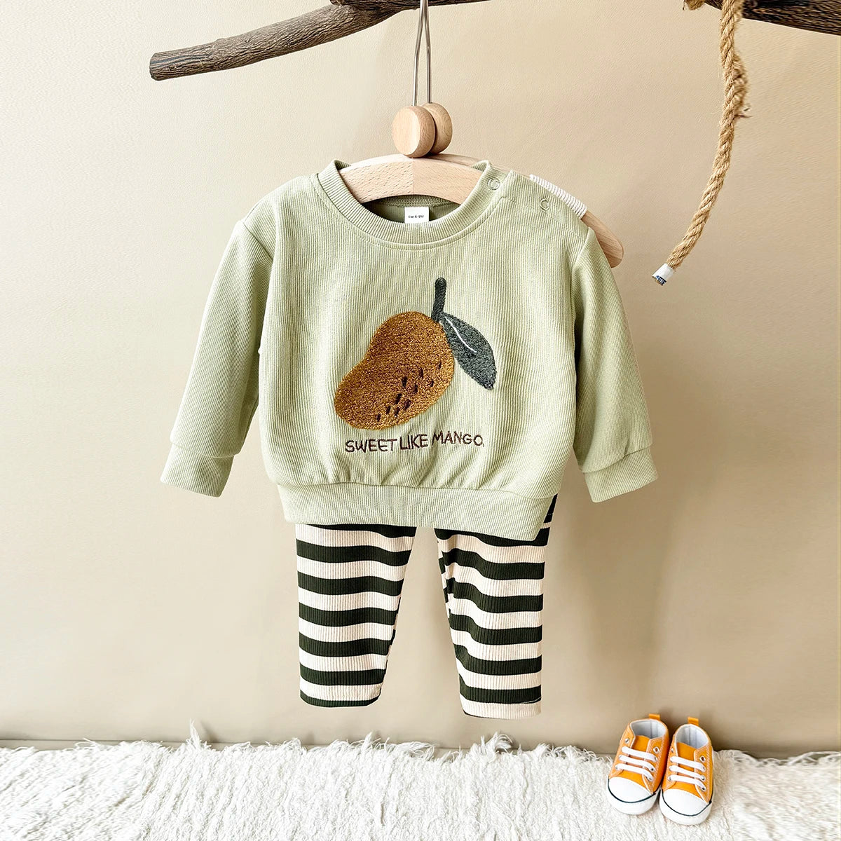 Infant Outfit New Baby Winter Clothes Cartoon Mango Sweatshirt Top Pants 2Pcs Boys Girls Infant Suit Newborn Clothes Fall