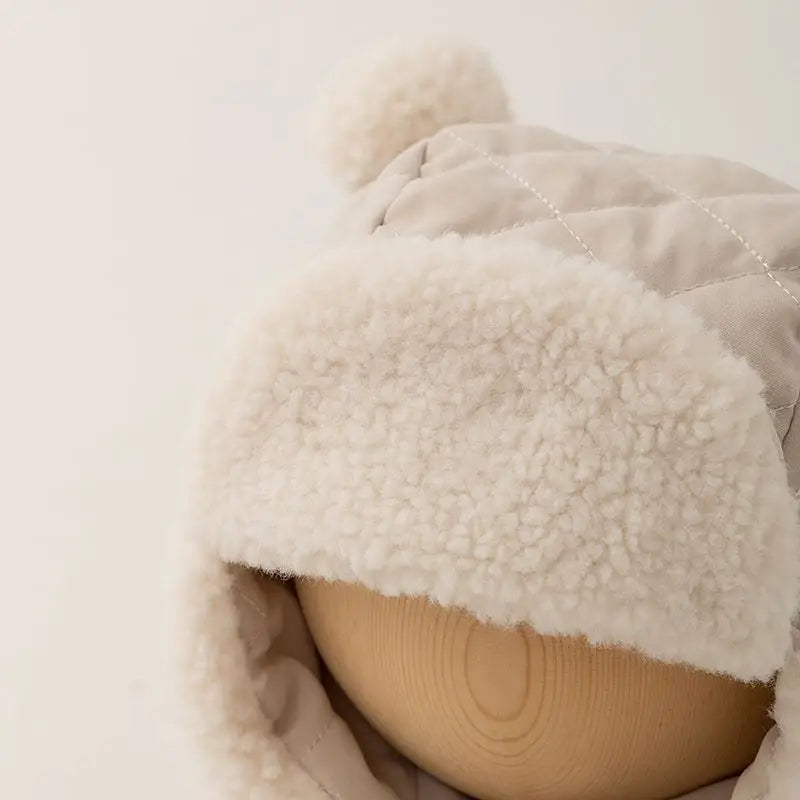 Baby Winter Ear Protection Hat Cute Newborn Infant Lamb Fleece Warm Cap Solid Color Outdoor Windproof Boy Girl Earmuffs Beanie