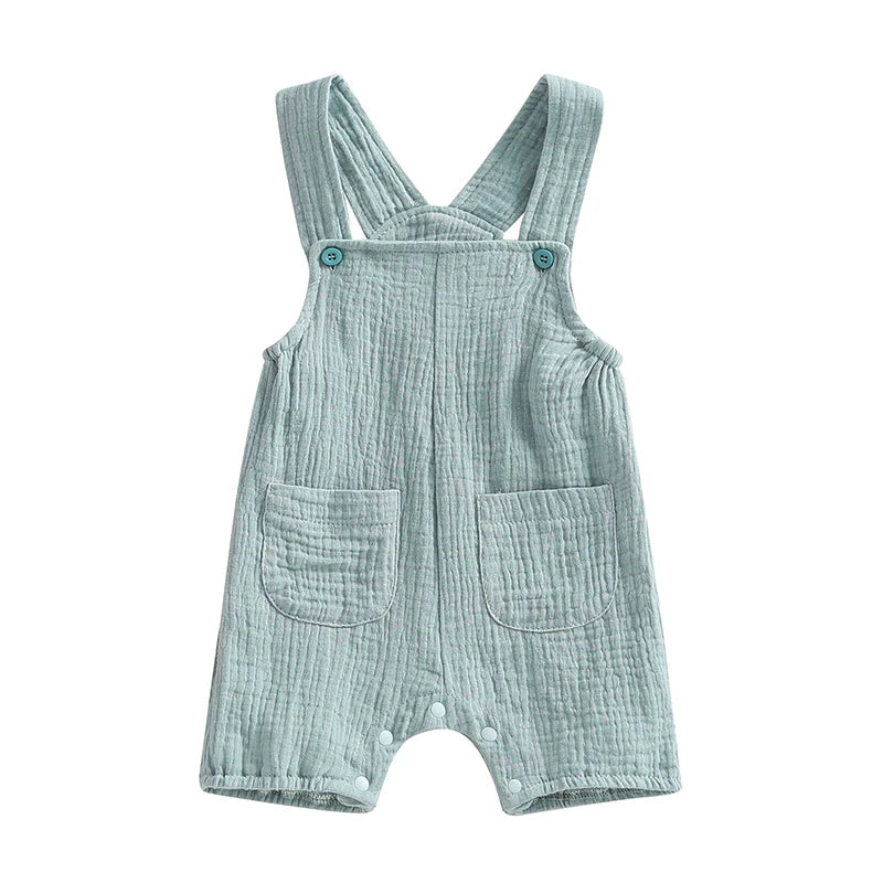 ma&baby 0-24M Newborn Infant Baby Boy Girl Jumpsuit Pocket Sleeveless Romper Overalls Summer Clothing