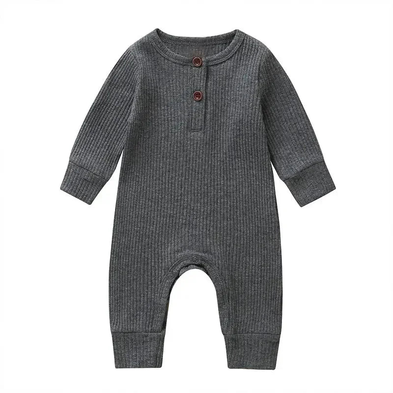 Spring Autumn Newborn Infant Baby Boys Girls Full Sleeve Rib Cotton Romper Playsuit Jumpsuit