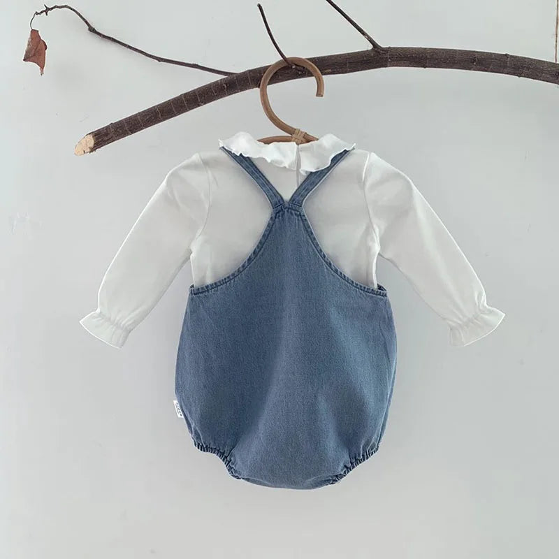 Baby Boy Girl Romper Cowboy Sleeveless Jumpsuit Toddler Baby Boy Girl Romper Solid Color Boy Casual Costume Baby Romper