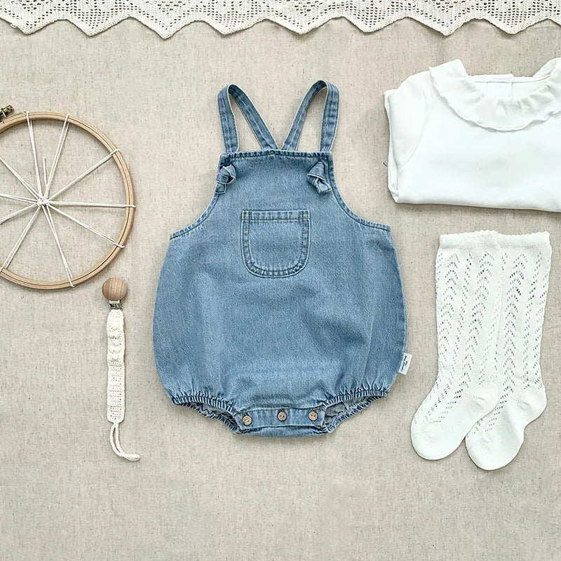 Baby Boy Girl Romper Cowboy Sleeveless Jumpsuit Toddler Baby Boy Girl Romper Solid Color Boy Casual Costume Baby Romper