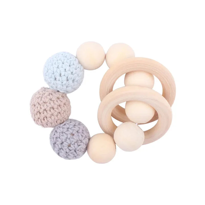 1-2 pcs Baby Pacifier Clip Wooden Teethers Bracelet Set Silicone Beads Babies Soothe Nipple Teething Toys Anti-lost Chain Newborn