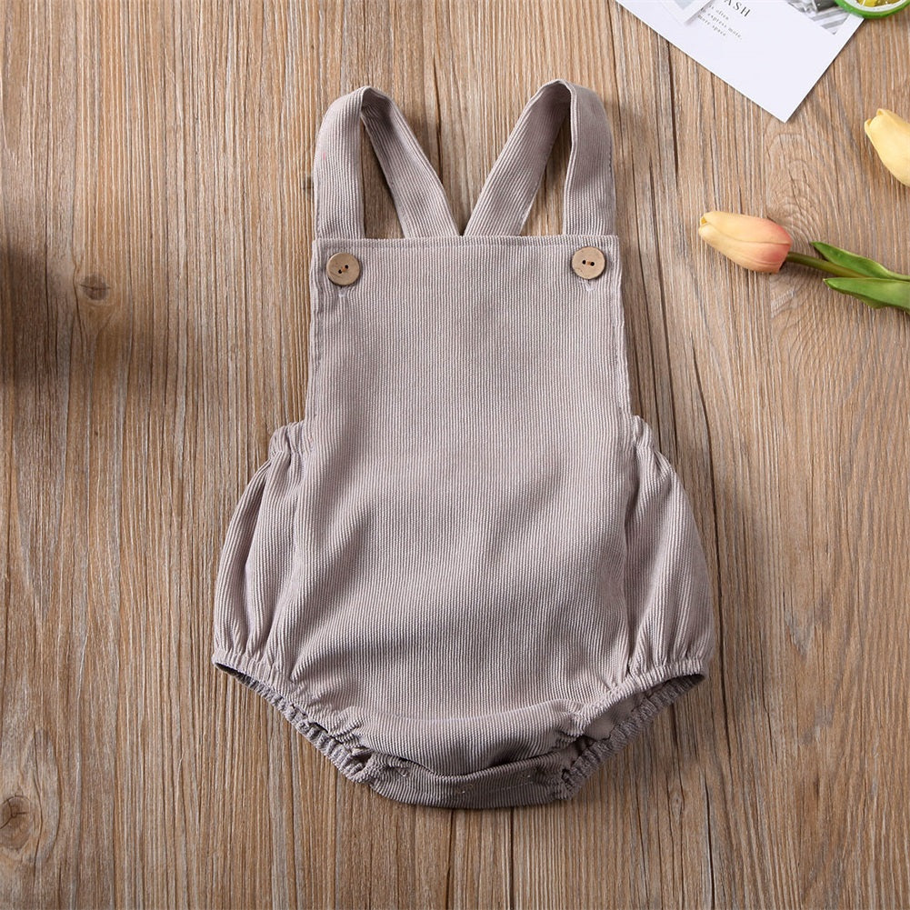 Summer Baby Clothing Newborn Infant Baby Boys Girls Rompers Corduroy Sleeveless Backless Jumpsuit Outfits