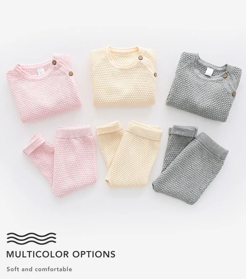 Baby Clothes Sets Ensembles Cotton Spring Newborn Boy Girl Infant Clothing Tops And Pants Knitted Sweater Baby Pajamas Sets