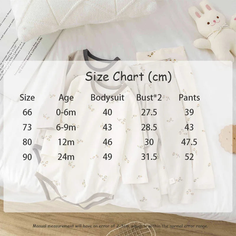 Baby Clothes Pajamas Set Spring Autumn Toddler Boys Underwear Printed Bodysuit+Pants 2Pcs Girls Homewear Suit Toddler Long Johns