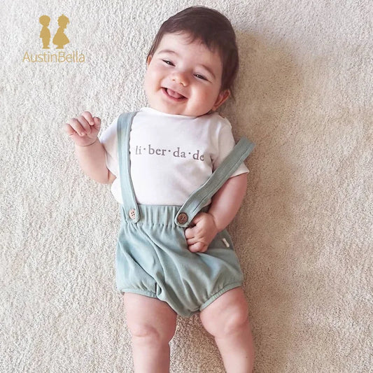 Austin&Bella Summer Overalls Infant Newborn Baby Boys Girls Clothing Cotton Suspender Rompers One-Pieces Shorts Bottoms Outfit