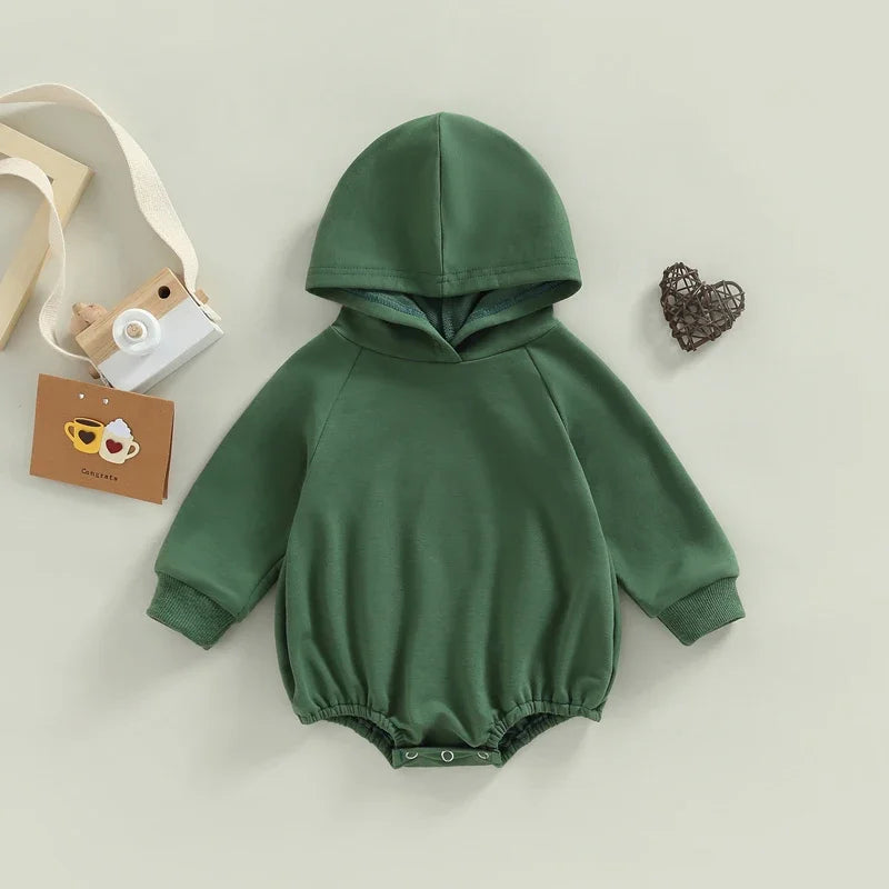 Newborn Infant Baby Girl Boy Sweatshirt Romper Toddler Long Sleeve Basic Cotton Hood Rompers Baby Spring Clothes Jumpsuit