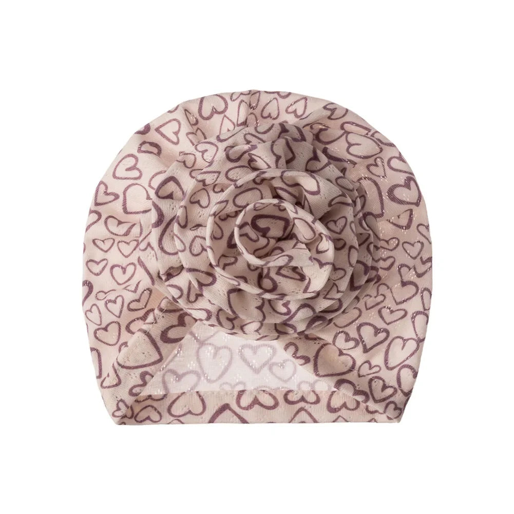 0-4T Cotton Bonnet Baby Girls Newborn Floral Printed Beanie Children Printed Summer Hollow Hats Flower Beanie Infant Indian Hat