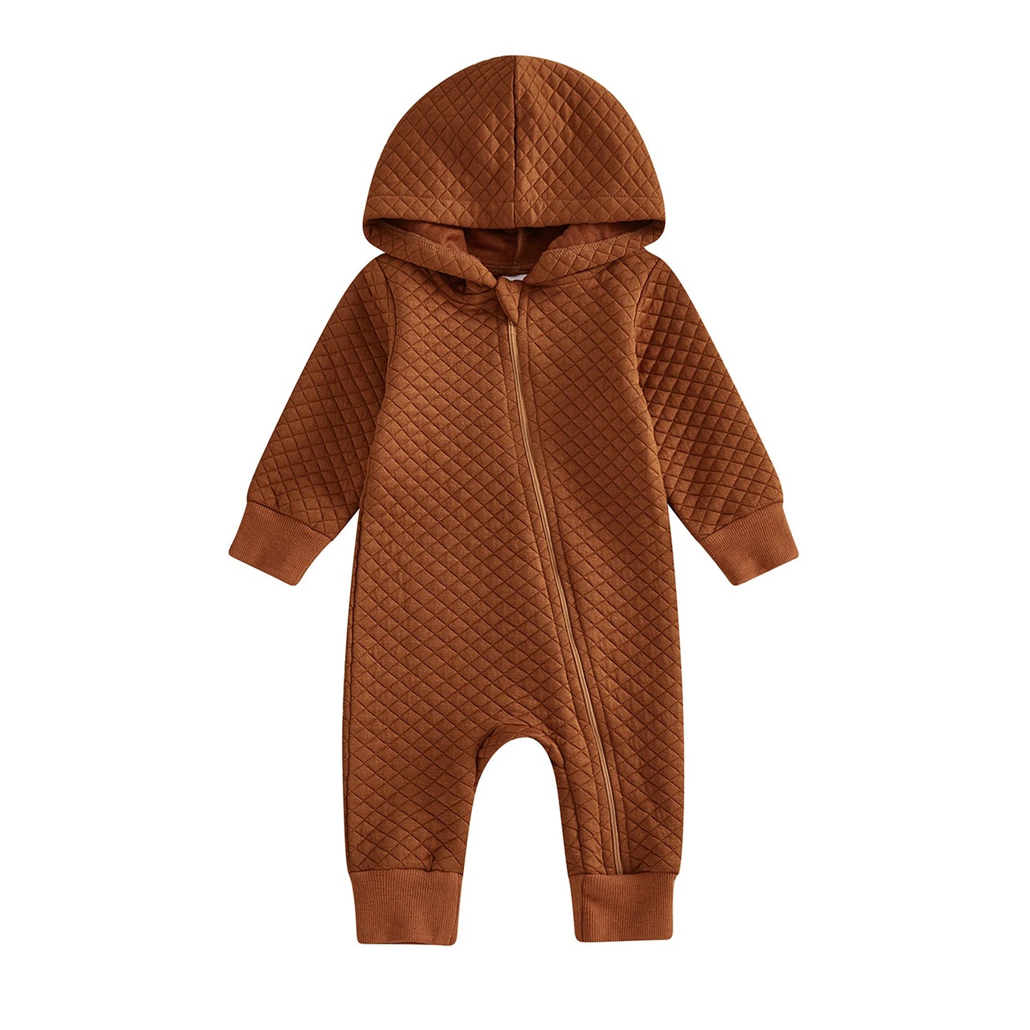 Newborn Baby Boys Girls Hooded Jumpsuits Fall Winter Casual Long Sleeve Zip Up Hoodies Rompers Toddlers Infants Pajamas