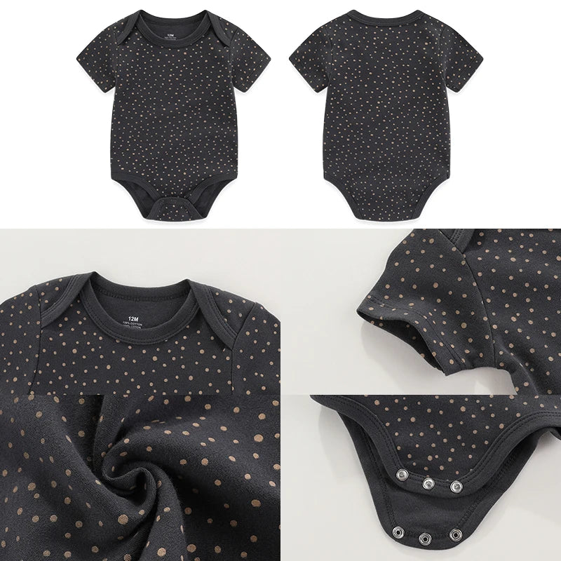 aple Leaf Print Baby Short sleeved jumpsuit 5-piece set Baby Boys Outgoing Clothing Baby Full Moon Clothing 100% Cotton