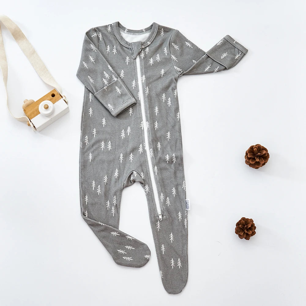 HappyFlute New 1PCS Long-sleeve Bamboo Cotton Wrapped Foot jumpsuit  Romper Spring And Summer Baby Boy&Girls Newborn Clothings