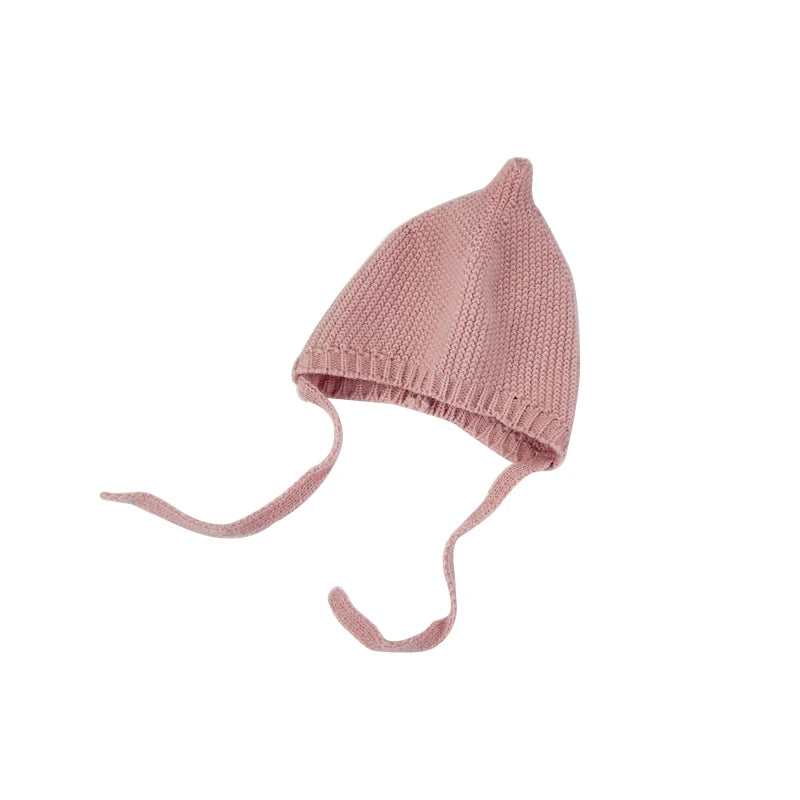 Candy Color Baby Knit Hat Autumn Winter Infant Ear Protection Cap Cute Cartoon Kids Boy Girl Lacing Beanie Caps