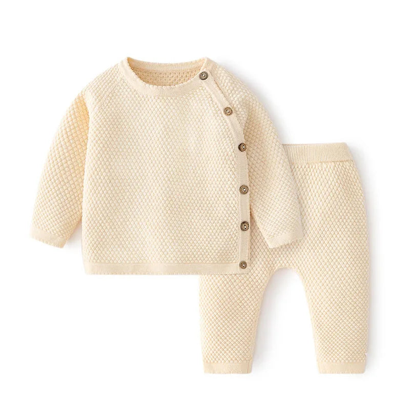 Baby Clothes Sets Ensembles Cotton Spring Newborn Boy Girl Infant Clothing Tops And Pants Knitted Sweater Baby Pajamas Sets