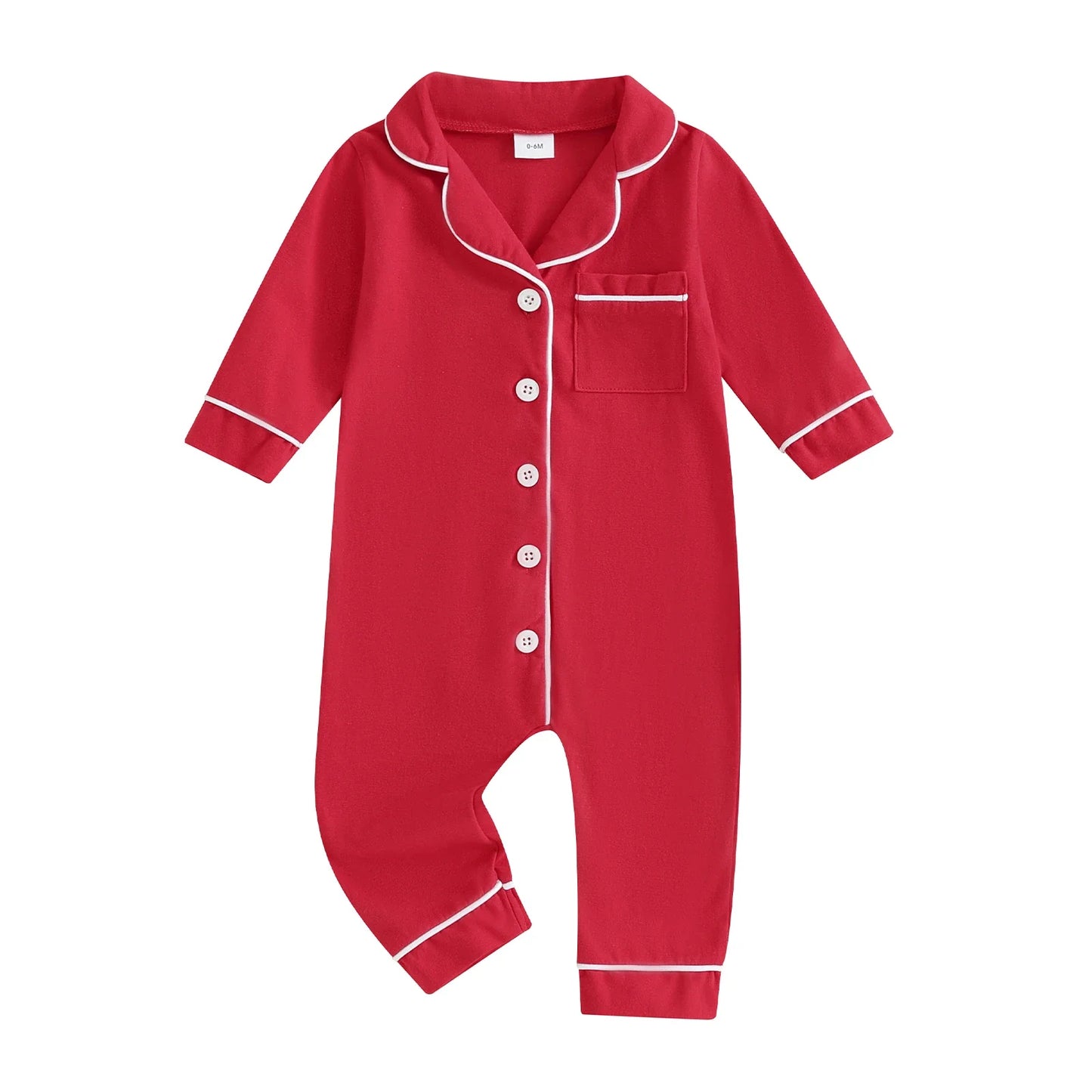 Baby Boys Girls Rompers Pajamas Patchwork Turn-Down Collar Buttons Long Sleeve Infant Jumpsuits Sleepwear Spring Fall Nightwear